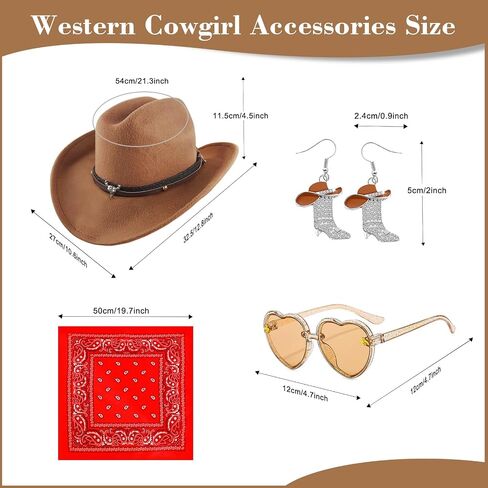 Cowgirl Outfits for Girls Kids 6 Pcs Western Costume Accessories Cowboy Hat Fringe Vest Earring for Halloween Party in Saudi Arabia