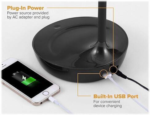 Bostitch Office KT-VLED1502-BLUE Gooseneck LED Desk Lamp with USB Charging Port, Dimmable, Navy Blue in Saudi Arabia