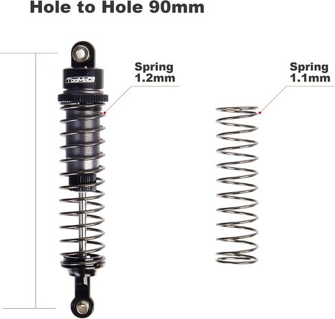 90mm RC All Aluminum Alloy Oil Filled Shock Absorbers kit for Axial SCX10 D90 TRX4 Tamiya CC01 Truck Crawler/Truck/Off-Road Car Upgrades Replace Parts （Black） in Saudi Arabia