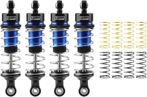 GPM Racing Aluminum Alloy Front & Rear Shock Absorbers Set with Adjustable Springs for ARRMA 1/18 Granite, 1/16 Mojave, 1/14 Typhon GROM RC Truck Upgrades – Replaces ARA330806 (Blue) in Saudi Arabia