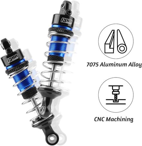 GPM Racing Aluminum Alloy Front & Rear Shock Absorbers Set with Adjustable Springs for ARRMA 1/18 Granite, 1/16 Mojave, 1/14 Typhon GROM RC Truck Upgrades – Replaces ARA330806 (Blue) in Saudi Arabia