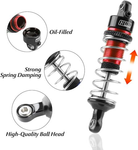 GPM Racing Aluminum Alloy Front & Rear Shock Absorbers Set with Adjustable Springs for ARRMA 1/18 Granite, 1/16 Mojave, 1/14 Typhon GROM RC Truck Upgrades – Replaces ARA330806 (Blue) in Saudi Arabia