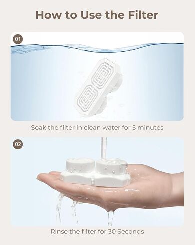 Official 12-Pack Replacement Filters with Pre-Filter Sponges for 108oz/3.2L Automatic Stainless Steel Pet Water Fountain in Kuwait