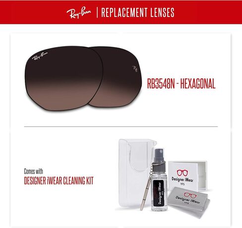 Ray-Ban Original HEXAGONAL RB3548N 51M Light Blue Flash Replacement Lenses For Men For Women + BUNDLE with Designer iWear Eyewear Kit in Saudi Arabia