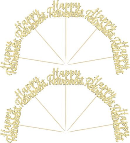 Gyufise 36 Pack Gold Glitter Happy Retirement Cupcake Toppers Retired Cupcake Picks Retirement Theme Birthday Party Cake Decorations Supplies in Saudi Arabia