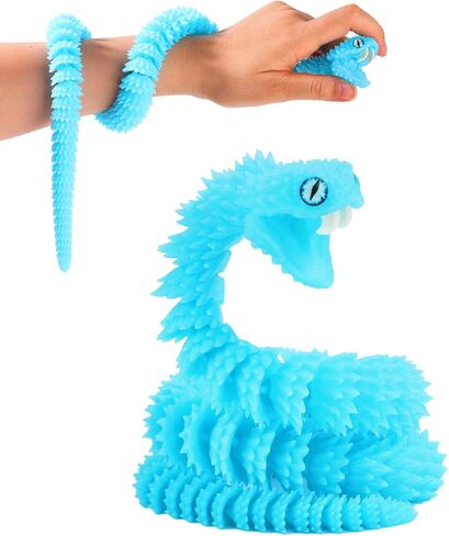 3D Printed Viper,3D Printed Snake Toy,3D Printed Animal, Fingertip 3D Printed Toys for Autism Hyperactivity Disorder-Home Office Decor Executive Desk Toys (RED-Black, 23.63 in) in Saudi Arabia