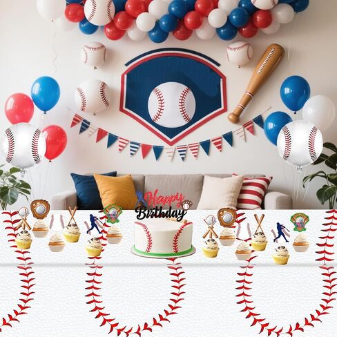 Oigco Baseball Party Decorations 4-Pack Baseball Tablecloth Disposable Plastic Table Cover for Games Birthday Party, 54 x 108 Inch in Kuwait