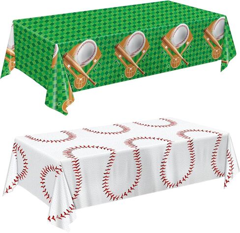 Oigco Baseball Party Decorations 4-Pack Baseball Tablecloth Disposable Plastic Table Cover for Games Birthday Party, 54 x 108 Inch in Kuwait