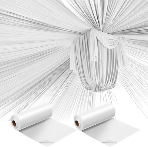 Moukeren 40 × 100 '' Circus tablecloth roll tablecloth tableroth divable diy carnival carnival party supplies for big top tup backdrop strops stupes stupes level stupes (white ، red ، 2 roll) in Kuwait