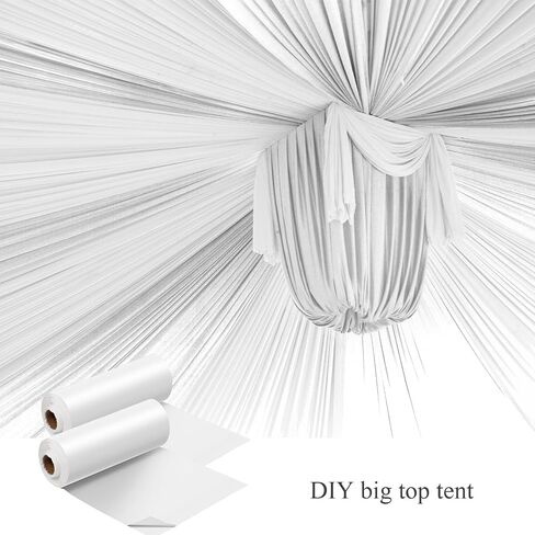 Moukeren 40 × 100 '' Circus tablecloth roll tablecloth tableroth divable diy carnival carnival party supplies for big top tup backdrop strops stupes stupes level stupes (white ، red ، 2 roll) in Kuwait