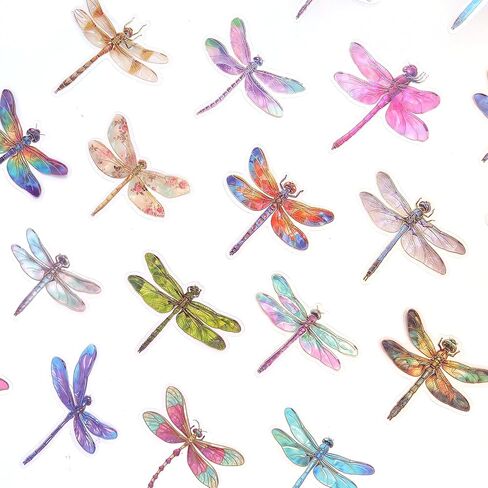 ملصقات Dragonfly Sparkly - 30 PCS CLEAR PET GLITTER DELITRAPHIC HOLOGRAPHIC DOCERS FOR SCRAPBOOK ، JOURNAL ، JUNK JOURNAL ، COLLAGE - PRABRAIN in Kuwait