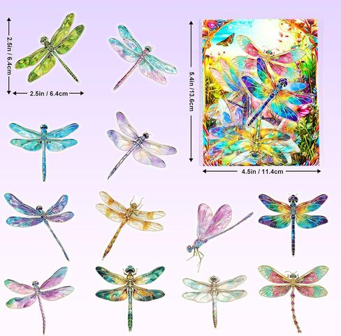 ملصقات Dragonfly Sparkly - 30 PCS CLEAR PET GLITTER DELITRAPHIC HOLOGRAPHIC DOCERS FOR SCRAPBOOK ، JOURNAL ، JUNK JOURNAL ، COLLAGE - PRABRAIN in Kuwait