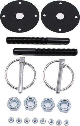 طقم دبوس غطاء محرك السيارة العالمي من الكروم الصلب غطاء دبوس قفل كليب مع حبل السباق فليب أكثر من مقاطع النمط يناسب تشيفي فورد موبار الرياضية in Kuwait