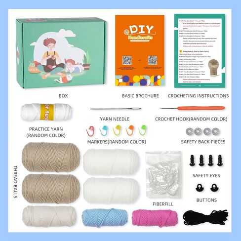 mehorkook Beginner Crochet Kit Step by Step Video Tutorials Ideal for Adults and Kids Crochet Animal Projects DIY Craft Materials Perfect for Learning and Creative Fun (Alpaca) in Kuwait