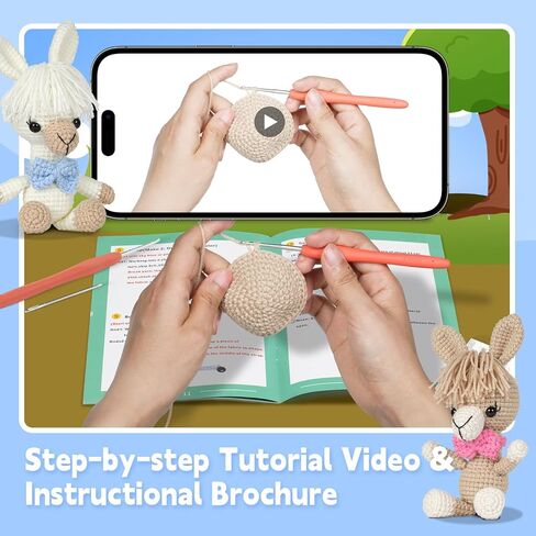 mehorkook Beginner Crochet Kit Step by Step Video Tutorials Ideal for Adults and Kids Crochet Animal Projects DIY Craft Materials Perfect for Learning and Creative Fun (Alpaca) in Kuwait