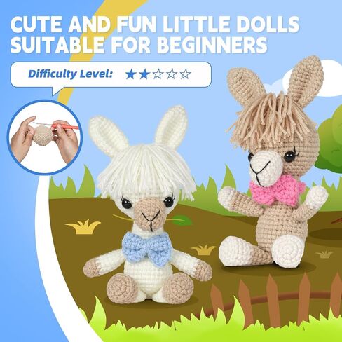 mehorkook Beginner Crochet Kit Step by Step Video Tutorials Ideal for Adults and Kids Crochet Animal Projects DIY Craft Materials Perfect for Learning and Creative Fun (Alpaca) in Kuwait