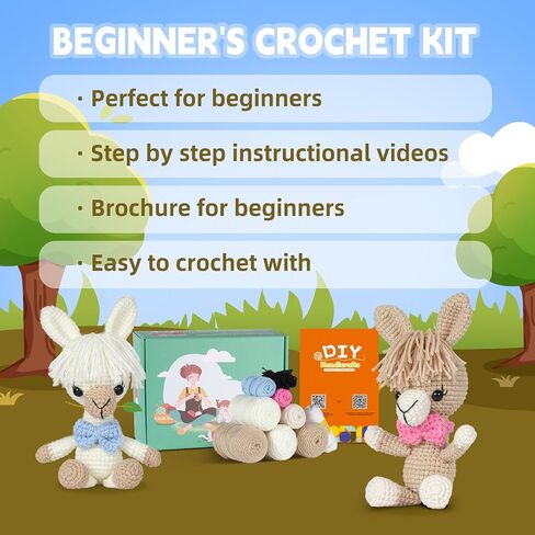 mehorkook Beginner Crochet Kit Step by Step Video Tutorials Ideal for Adults and Kids Crochet Animal Projects DIY Craft Materials Perfect for Learning and Creative Fun (Alpaca) in Kuwait