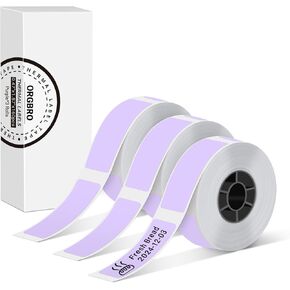 ORGBRO X1 Label Maker Tape, Genuine Thermal Label Print Paper 0.59"×275.6"(15mm×7m), 3-Roll, Purple