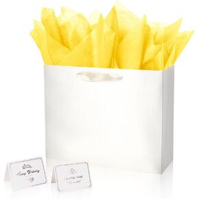 Linelglobal Blue Gift Bag with Tissue Paper Solid Color Silky for Women Men Boutique, Birthday, Fathers Day, Anniversary, Wedding 13"