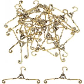 24pcs Mini Doll Clothes Hangers: Miniature Metal Dress Outfit Holders - 1.6in Wire Rack Stand Accessories for Dollhouse Wardrobe Baby Shower Supplies