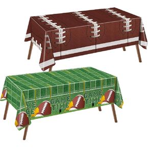 PHOGARY Football Tablecloth for Boy Men Birthday Decorations, Disposable Plastic Table Covers, Football Birthday Game Day Tailgate Party Decorations 54X108In, 4 Pack