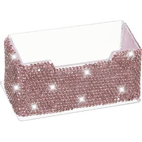PATIKIL Rhinestone Business Card Holder, Crystal Business Card Holders Bling Business Card Organizer Display Stand for Desktop Desk Office Exhibition, Pink in Saudi Arabia