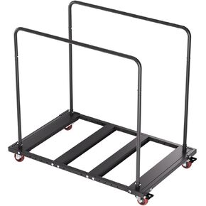 INNOVART Folding Table Cart, Black Table Rack for 60" Round Tables and Oblong Tables, Heavy Duty Table Trolley Desk Trolley, Metal Frame Rolling Caster, Party Event Hotel Furniture, 10 Table Capacity