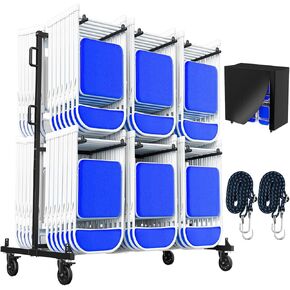 DWALE Folding Chair Cart,Holds 42 Folding Chairs or 12 Tables, Heavy-Duty Storage Cart, 500 lbs Weight Capacity,Includes Rain Cover and 360° Rubber Locking Wheels