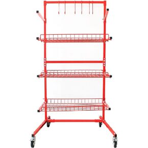 Heavy Duty Parts Management Cart – 3-Shelf Rolling Tool Storage Rack with Locking Wheels, Industrial Metal Wire Shelving Unit for Garage, Workshop, Auto Shop, 31" x 41.5" x 74.5"