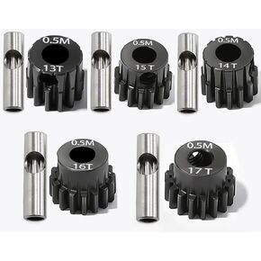0.5M Pinion Gear 18T Hardened Steel 3.175mm Bore with 2.3mm Adapter, Precision Motor Gear for ARRMA 1/14 Typhon 1/16 Mojave 1/18 Granite, Losi 1/12 NASCAR, 0.5Mod Gear 13T-27T for HOBBYWING Motors