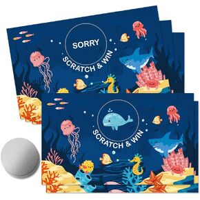 50 Psc Under The Sea Scratch off Game Cards, Funny Undersea Animals Scratch Cards for Birthday Baby Shower Party, Ocean Animals Sea Life Party Supplies, Lottery Prize Raffle Tickets