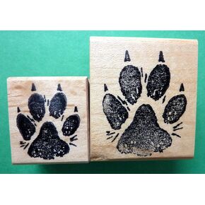 Dog Paw Print Rubber Stamp Set of (2), medium and large