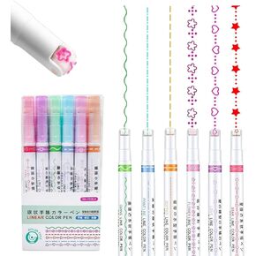 Alvika - Linear Markers | Roller Curve Highlighters | 6 Different Designer Pens - Set of 6