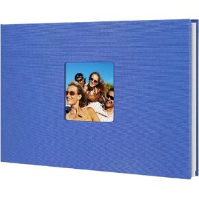 Small Photo Album Self Adhesive White 30 Pages Scrapbook with Plastic Sleeves for 2x3 4×6 5×7 Polaroid Instax Mini Pictures Postcard, DIY Linen Cover Cute Albums for Baby Wedding kids Gifts,Blue
