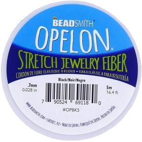 I13 Opelon Floss Stretcher Jewelry Bead Beading Cord Thread Stretchy Size 0.7mm Diameter, 5 Meter Spool Easy to Knot for Jewelry Making Cord Necklaces, Bracelets & Pearls Craft Black Color, 30 Gauge