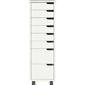 Original Euro Roll Cart Solid Wood 6+2 Drawer Narrow Drawers Carts White Modern Contemporary Pine Painted