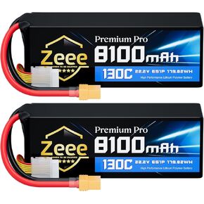 Zeee Premium Pro 6S Lipo Battery 8100mAh 22.2V 130C Ultra-Low IR Soft Pack Lipo Battery with XT90 Connector for RC Car Truck Boat RC Drone Helicopter Airplane Racing Models (2 Packs)