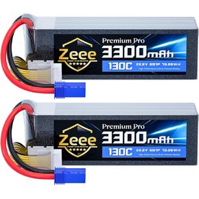 Zeee Premium Pro 6S Lipo Battery 3300mAh 22.2V 130C Ultra-Low IR Soft Pack Lipo Battery with EC5 Connector for RC Drone Car Truck Boat Helicopter Airplane Racing Models (2 Packs)