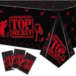 K1tpde 3PCS Spy Party Tablecloths for Kids Birthday Secret Agent Theme Table Covers Spy Plastic Table Cloth Secret Themed Party Decorations for Boys