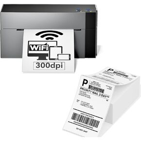 Phomemo 344WF (Upgraded) Wi-Fi Shipping Label Printer with 500pcs 4x6 Thermal Labels White