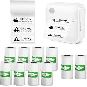 Label Maker with 9 Rolls 50x15mm Thermal Printer Label, 1 Roll Continuous Sticker Paper