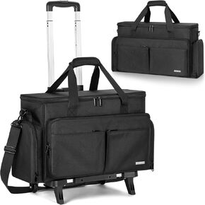 GMAK Rolling Teacher Tote Bag, Wheeled briefcase Bags 15.6 inch Laptop Compartment Handbag for Men Women, Work Laptop Briefcase Organizer with Removable Trolley for Office, College, Nursing, Craft