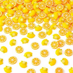 Joez Wonderful 80pcs Lemon Charms, Resin Flatback Slime Charms for Crafts, Lemon Fruit Charms Loose Beads for DIY Cell Phone Case Photo Frame Hairpin Key Chain