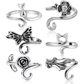 6 Pcs Crochet Ring for Finger Adjustable Crochet Tension Ring for Women Handmade Yarn Ring for Crocheting Faster Knitting Thimbles Holders Accessories (6 Styles)