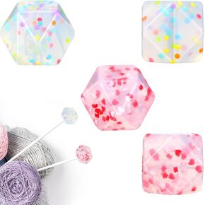 4 PCS Knitting Needle Stoppers, Ymapinc Hexagon Knitting Needle End Caps Stitch Stoppers for Knittings Accessories and Gadgets