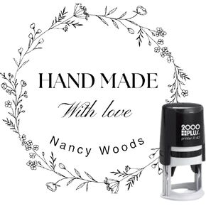 Handmade with Love [Your Name] Stamp – Personalized Self-Inking Stamp for Craft Projects, Gifts, Cards, and Homemade Goods
