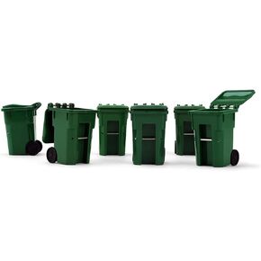 First Gear 1/34 Scale Plastic Collectible Green Trash Carts - Set of Six Carts (#90-0519)