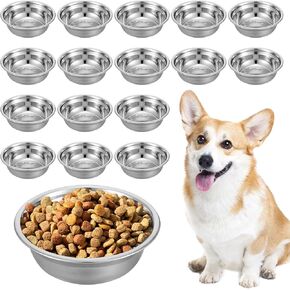 16 Pcs Stainless Steel Dog Bowls, Pets Bowl Metal Dog Cat Food Water Bowl, Replacement Basic Dog Bowls Water Bowl Set for Small Medium Large Dogs, Dishwasher Safe