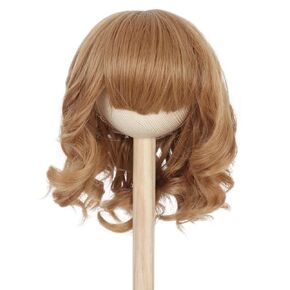 M MISS U HAIR 1/4 bjd wig, Missuhair Cute 7-8 Inch (for 17CM-19CM's head) 1/4 Doll Wig Short Brown MSD DOD Pullip Dollfie Wig Handmade Girl Doll Making Supplies