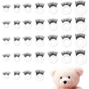 FREEBLOSS 42 Pcs Doll Eyelashes Strips Doll Making Safety Eyelashes Doll Eyelashes for Plush Animal Making Eyelashes Reborn Art Eye Lashes for DIY Doll Making Eyelash Lengths 12/14/16/18/20/22/26mm